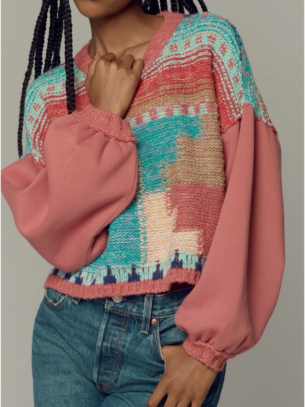 NWT Pilcro Billowy-Sleeve Crew-Neck Sweater - XXS